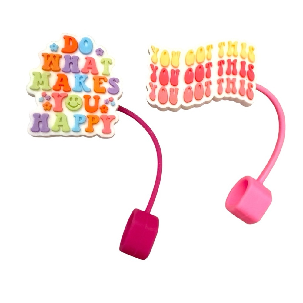 2 PC Reusable Silicone Straw Cover